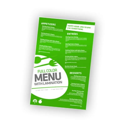 11x17 Menus